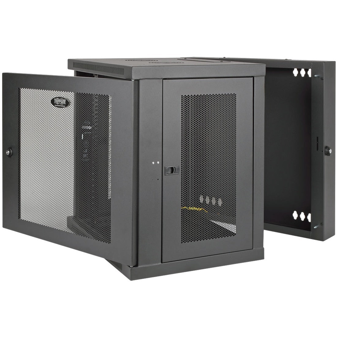 Tripp Lite 12U Wall Mount Rack Enclosure Server Cabinet Swinging Hinged Door Deep - For UPS - 12U Rack Height x 19" Rack Width x 24.50" Rack Depth - Wall Mountable - Black - 200 lb Maximum Weight Capa - SRW12USDP
