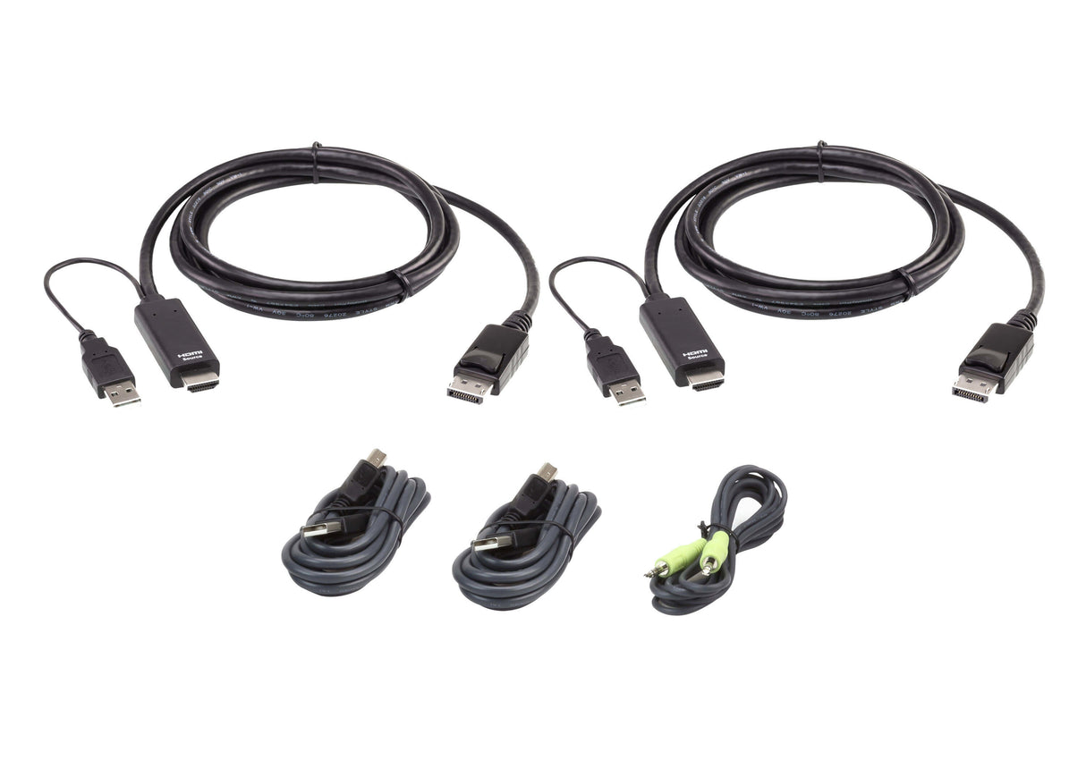 ATEN 1.8M USB Universal Dual Display Secure KVM Cable Kit - 2L7D02UHDPX5