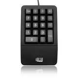 Adesso Antimicrobial Waterproof Numeric Keypad with Wrist Rest Support - Cable Connectivity - USB Interface - 18 Key - MAC - Windows, Mac OS - Membrane Keyswitch - Black - AKB-618UB