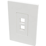 Tripp Lite Single-Gang 2-Port Wall Plate Keystone Cat5/6 USB HDMI Dport RCA - 2 x Total Number of Socket(s) - 1-gang - White - Polycarbonate - N080-102