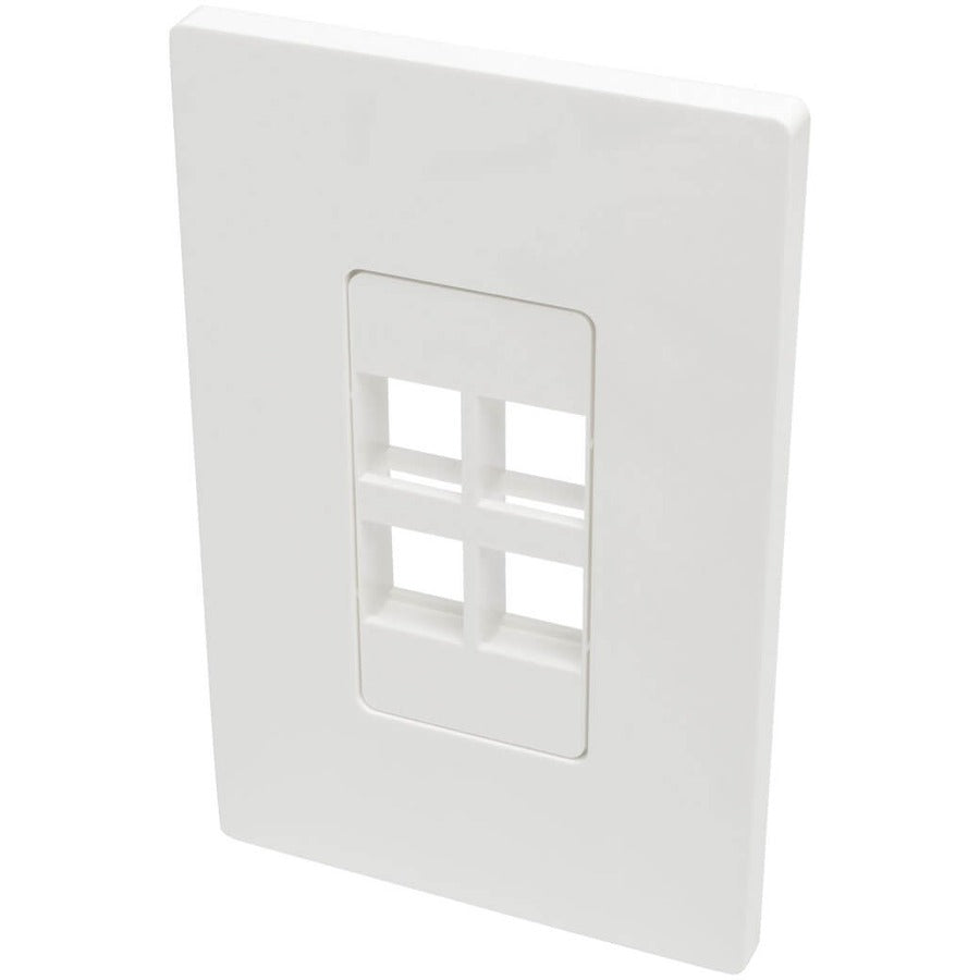 Tripp Lite Single-Gang 4-Port Wall Plate Keystone Cat5/6 USB HDMI Dport RCA - 4 x Total Number of Socket(s) - 1-gang - White - Polycarbonate - N080-104