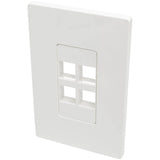 Tripp Lite Single-Gang 4-Port Wall Plate Keystone Cat5/6 USB HDMI Dport RCA - 4 x Total Number of Socket(s) - 1-gang - White - Polycarbonate - N080-104