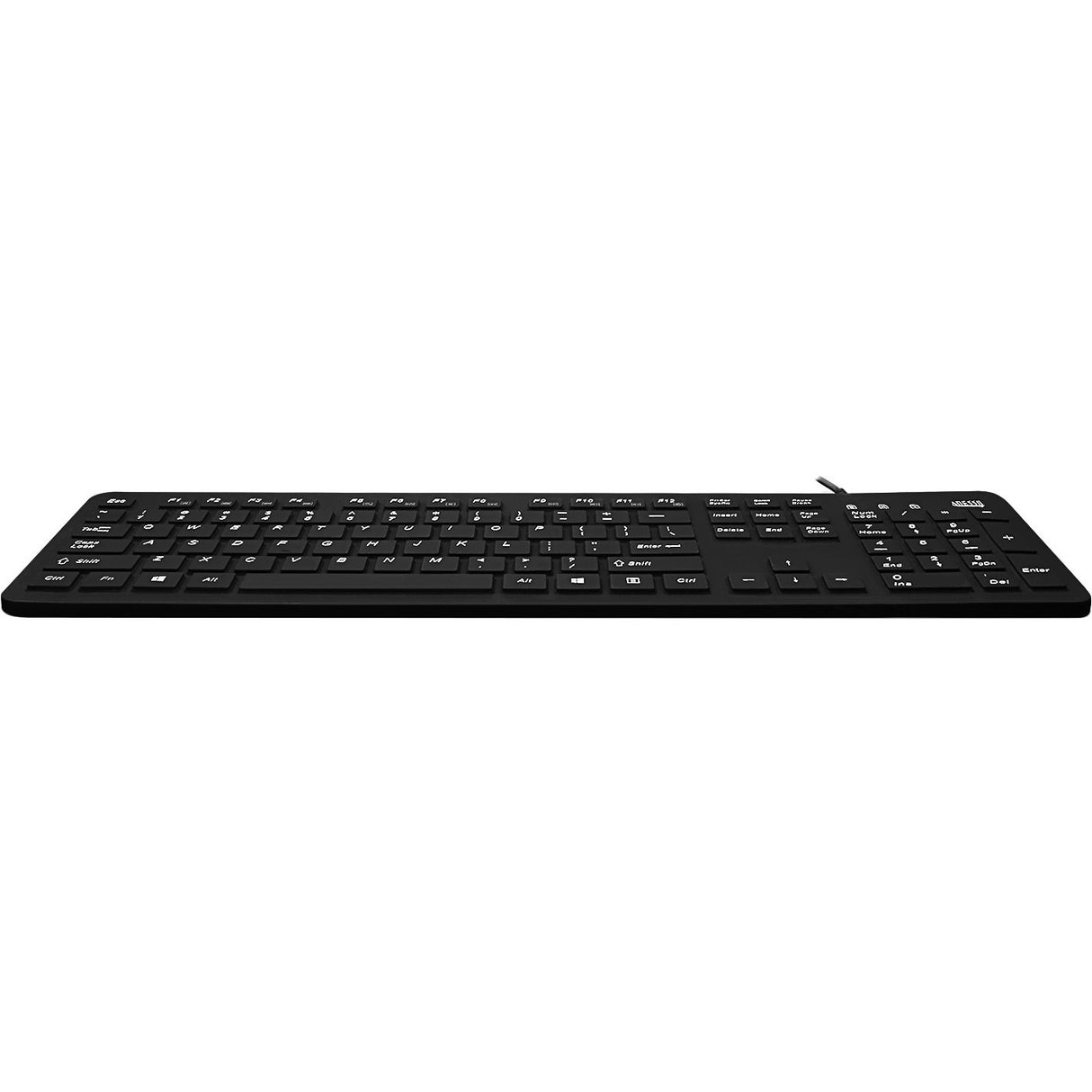 Adesso Antimicrobial Waterproof Desktop Keyboard - Cable Connectivity - USB Interface - 104 Key - English (US) - QWERTY Layout - Computer, MAC - TouchPad - PC, Windows, Mac OS - Membrane Keyswitch - Black
