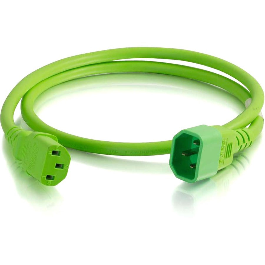 C2G 3ft 18AWG Power Cord (IEC320C14 to IEC320C13) - Green - For PDU, Switch, Server - 250 V AC10 A - Green - 3 ft Cord Length - 1 - 17489