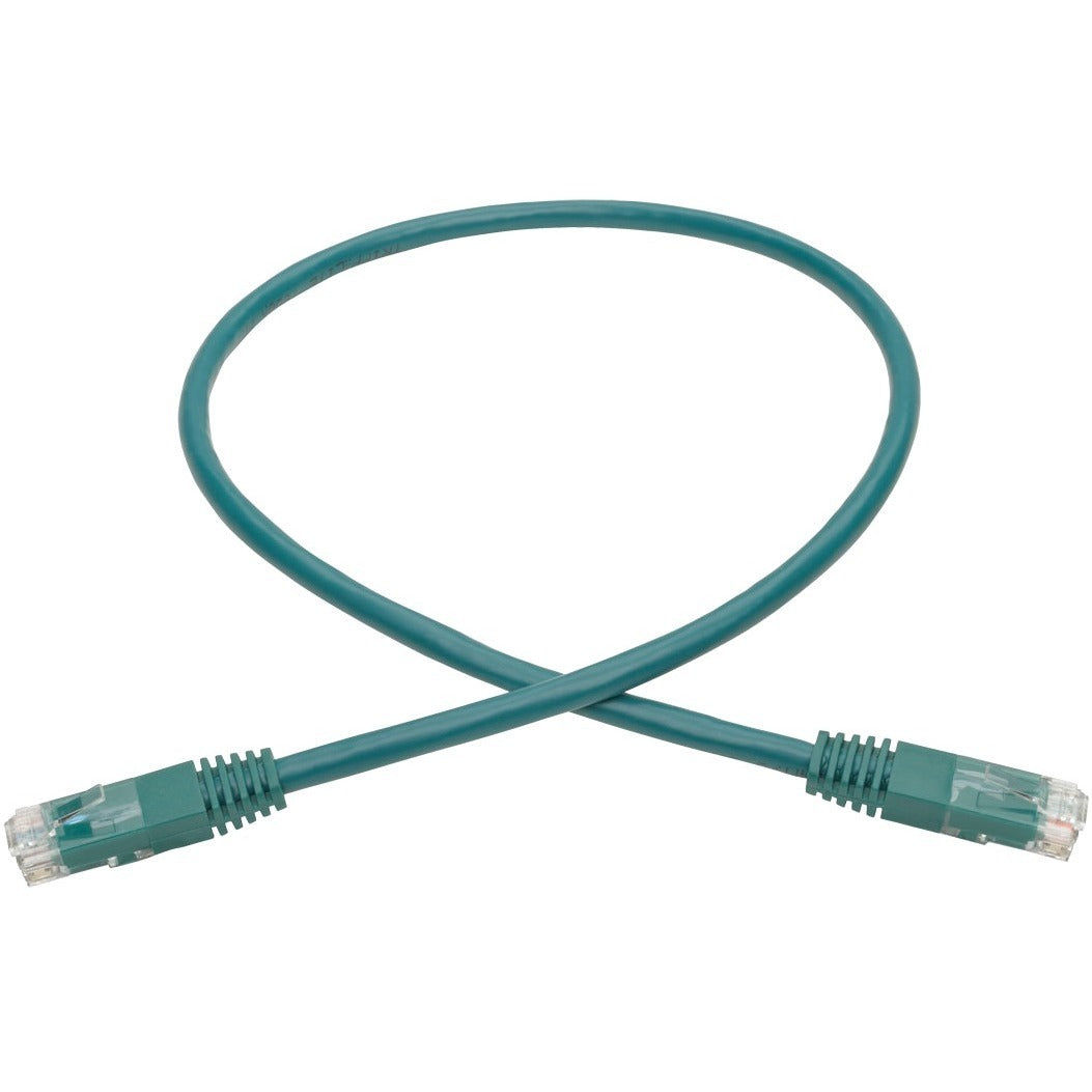 Tripp Lite 2ft Cat6 Gigabit Molded Patch Cable RJ45 M/M 550MHz 24 AWG Green - Category 6 for Network Device, Router, Modem, Blu-ray Player, Printer, Computer - 128 MB/s - Patch Cable - 2 ft - 1 x RJ-4...  - N200-002-GN