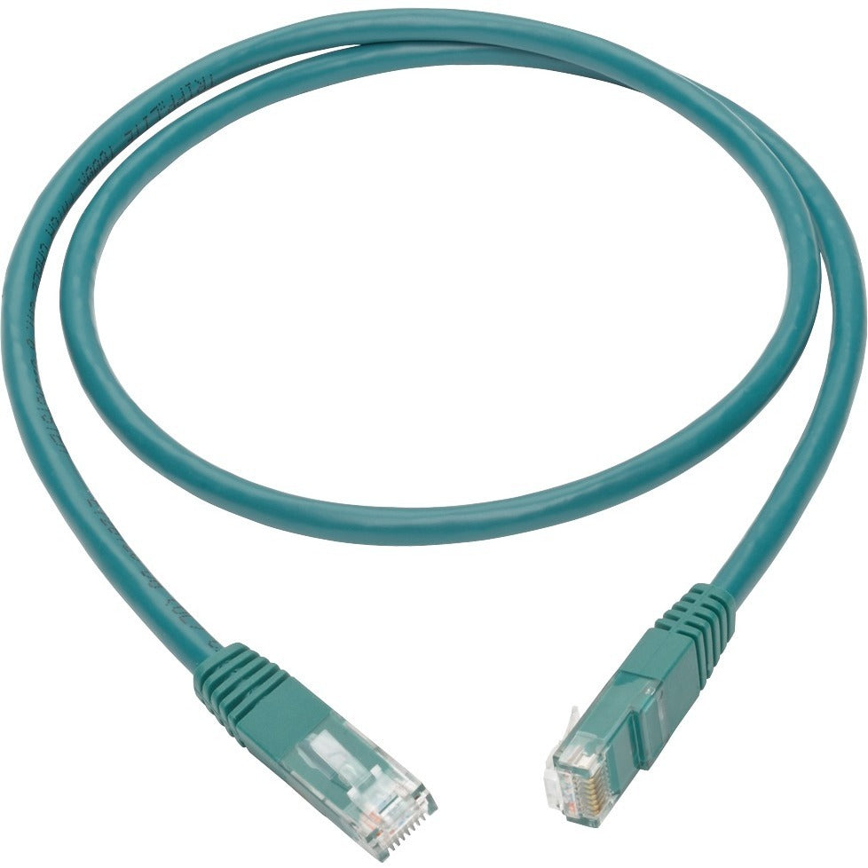 Tripp Lite 3ft Cat6 Gigabit Molded Patch Cable RJ45 M/M 550MHz 24 AWG Green - Category 6 for Network Device, Router, Modem, Blu-ray Player, Printer, Computer - 128 MB/s - Patch Cable - 3 ft - 1 x RJ-4...  - N200-003-GN