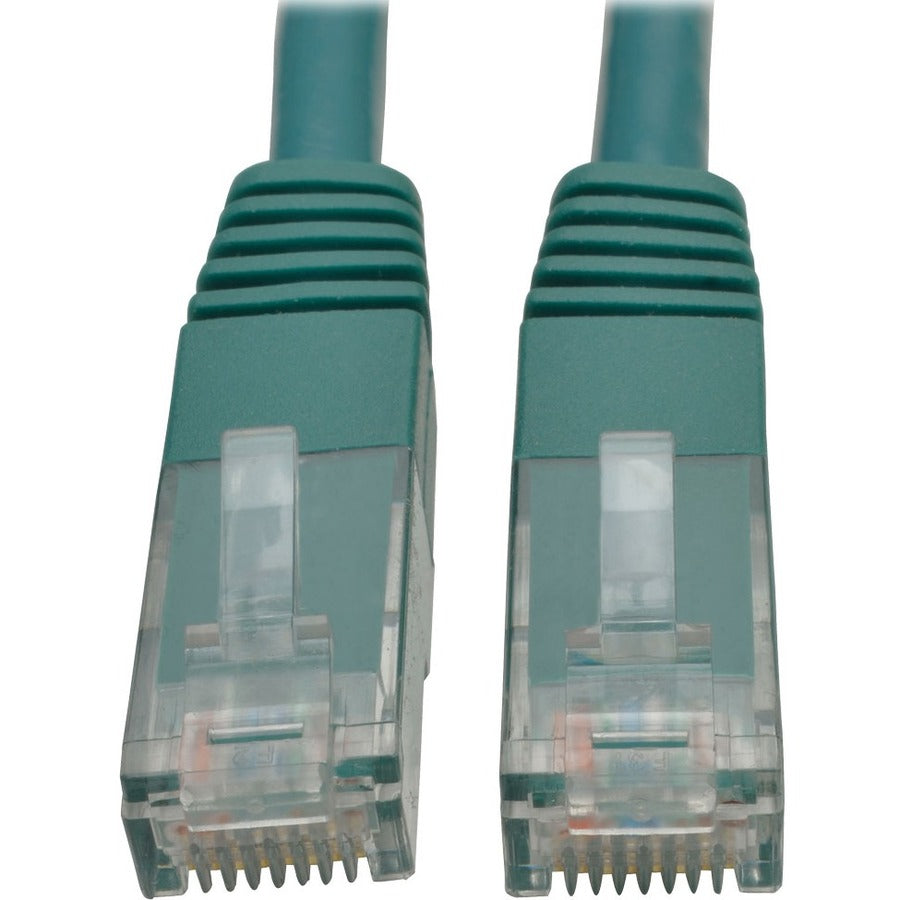 Tripp Lite 10ft Cat6 Gigabit Molded Patch Cable RJ45 M/M 550MHz 24AWG Green - Category 6 for Network Device, Router, Modem, Blu-ray Player, Printer, Computer - 128 MB/s - Patch Cable - 10 ft - 1 x RJ-...  - N200-010-GN