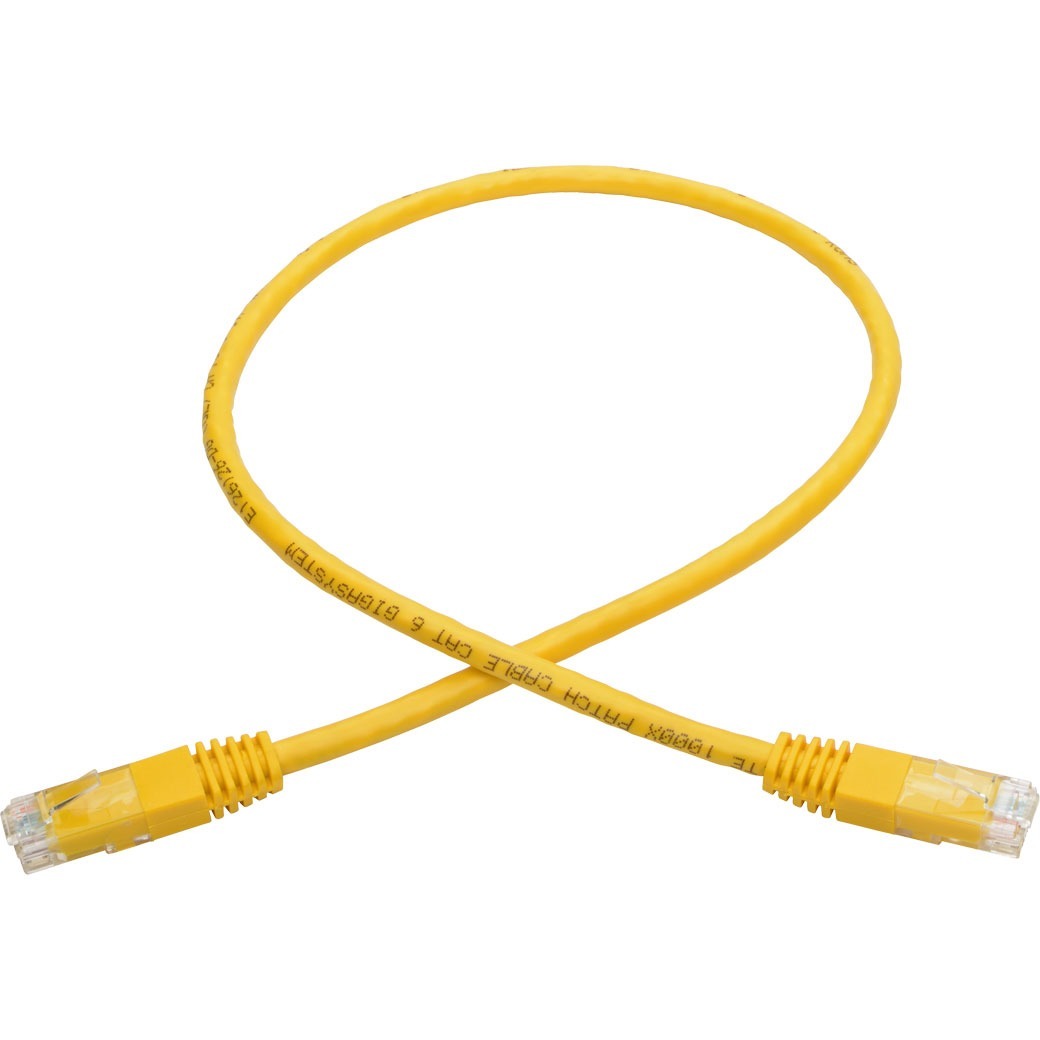 Tripp Lite 2ft Cat6 Gigabit Molded Patch Cable RJ45 M/M 550MHz 24AWG Yellow 2' - Category 6 for Network Device, Router, Modem, Blu-ray Player, Printer, Computer - 128 MB/s - Patch Cable - 2 ft - 1 x R...  - N200-002-YW