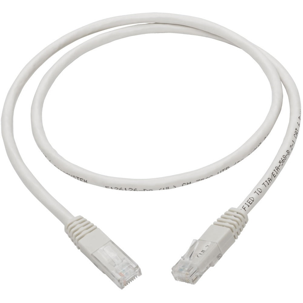 Tripp Lite 3ft Cat6 Gigabit Molded Patch Cable RJ45 M/M 550MHz 24 AWG White 3' - Category 6 for Network Device, Router, Modem, Blu-ray Player, Printer, Computer - 128 MB/s - Patch Cable - 3 ft - 1 x R...  - N200-003-WH