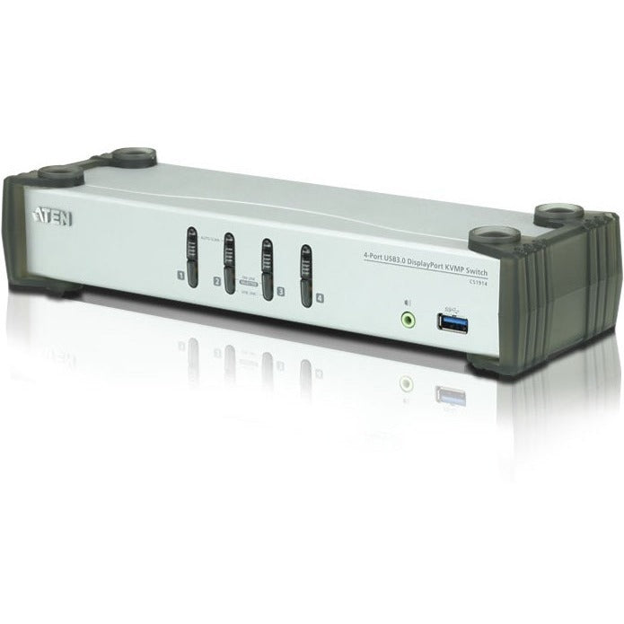 ATEN 4-Port USB 3.0 DisplayPort KVMP Switch-TAA Compliant - 4 Computer(s) - 1 Local User(s) - 3840 x 2160 - 8 x USB - Desktop - 5 - CS1914