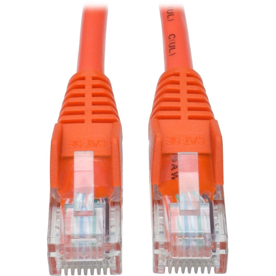 Tripp Lite 5ft Cat5 Cat5e Snagless Molded Patch Cable UTP Orange RJ45 M/M 5' - Category 5e for Network Device, Router, Switch, Printer, Server - 128 MB/s - Patch Cable - 5 ft - 1 x RJ-45 Male Network ...  - N001-005-OR