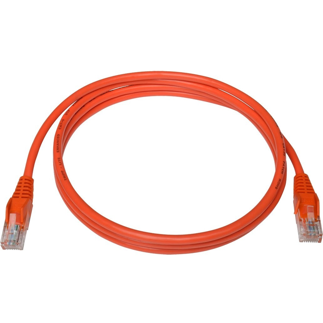 Tripp Lite 5ft Cat5 Cat5e Snagless Molded Patch Cable UTP Orange RJ45 M/M 5' - Category 5e for Network Device, Router, Switch, Printer, Server - 128 MB/s - Patch Cable - 5 ft - 1 x RJ-45 Male Network ...  - N001-005-OR