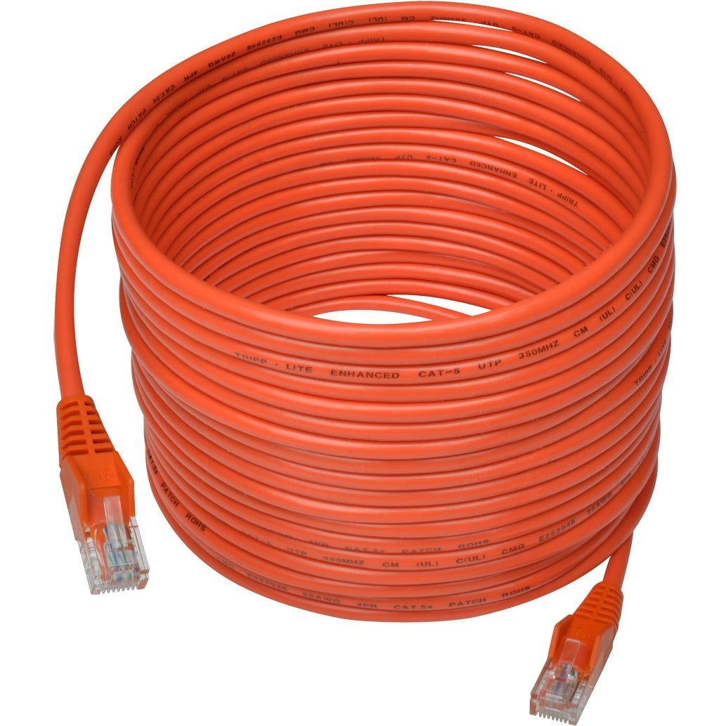 Tripp Lite 25ft Cat5 Cat5e Snagless Molded Patch Cable UTP Orange RJ45 M/M 25' - Category 5e for Network Device, Router, Switch, Printer, Server - 128 MB/s - Patch Cable - 25 ft - 1 x RJ-45 Male Netwo...  - N001-025-OR