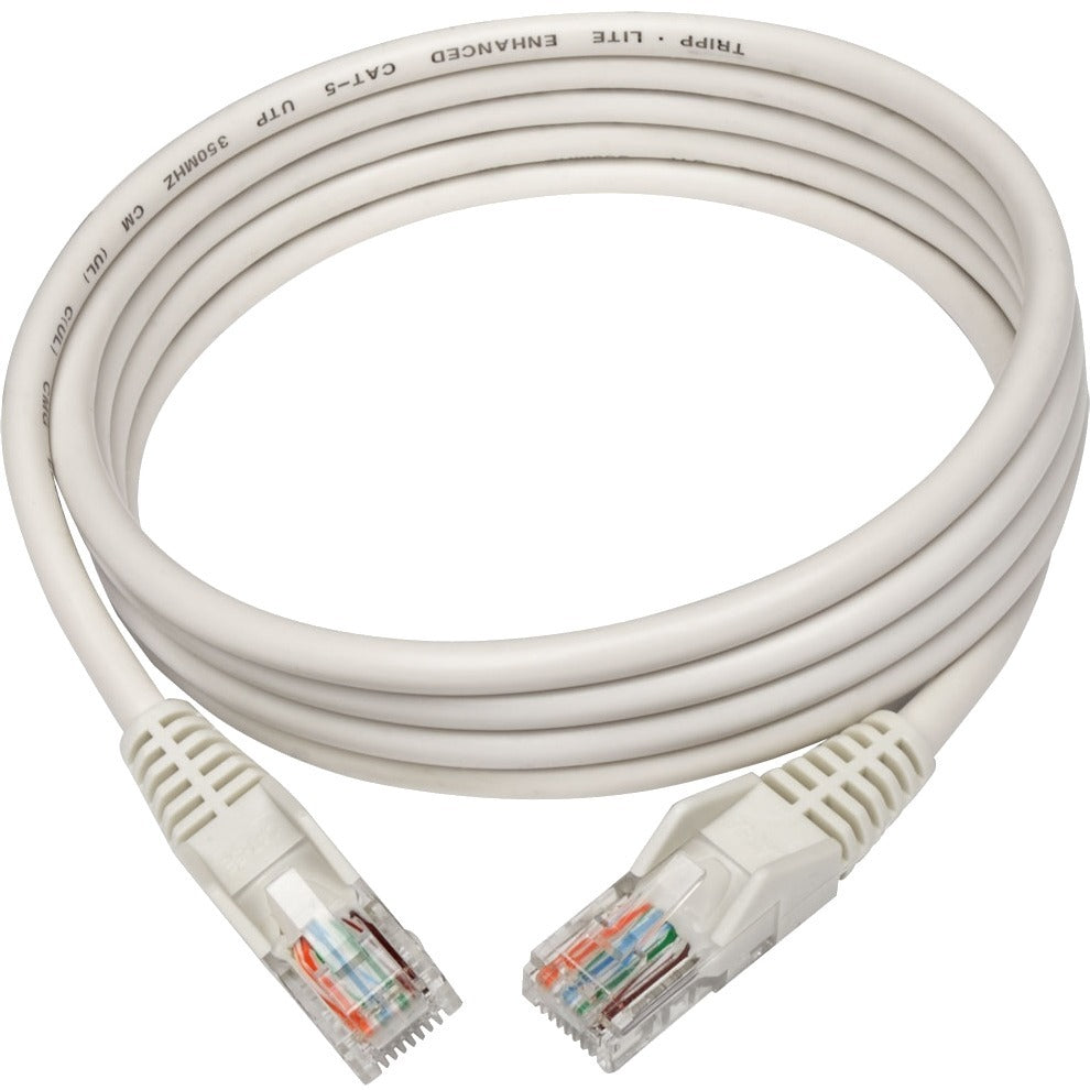 Tripp Lite 5ft Cat5 Cat5e Snagless Molded Patch Cable UTP White RJ45 M/M 5' - Category 5e for Network Device, Router, Switch, Printer, Server - 128 MB/s - Patch Cable - 5 ft - 1 x RJ-45 Male Network -...  - N001-005-WH