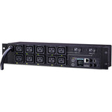 CyberPower PDU81009 200 - 240 VAC 30A Switched Metered-by-Outlet PDU - 10 Outlets, 12 ft, NEMA L6-30P, Horizontal, 2U, LCD, 3YR Warranty - PDU81009