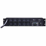 CyberPower PDU81009 200 - 240 VAC 30A Switched Metered-by-Outlet PDU - 10 Outlets, 12 ft, NEMA L6-30P, Horizontal, 2U, LCD, 3YR Warranty - PDU81009