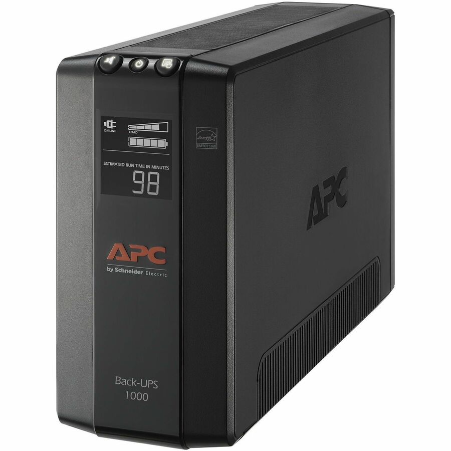 APC by Schneider Electric Back UPS Pro BX1000M, Compact Tower, 1000VA, AVR, LCD, 120V - Tower - AVR - 12 Hour Recharge - 4.30 Minute Stand-by - 120 V AC Input - 120 V AC Output - 8 x NEMA 5-15R - BX1000M