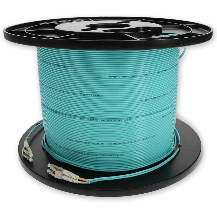 AddOn 150m LC (Male) to LC (Male) Aqua OM4 Duplex Fiber OFNR (Riser-Rated) Patch Cable - 100% compatible and guaranteed to work in OM4 and OM3 applications - ADD-LC-LC-150M5OM4