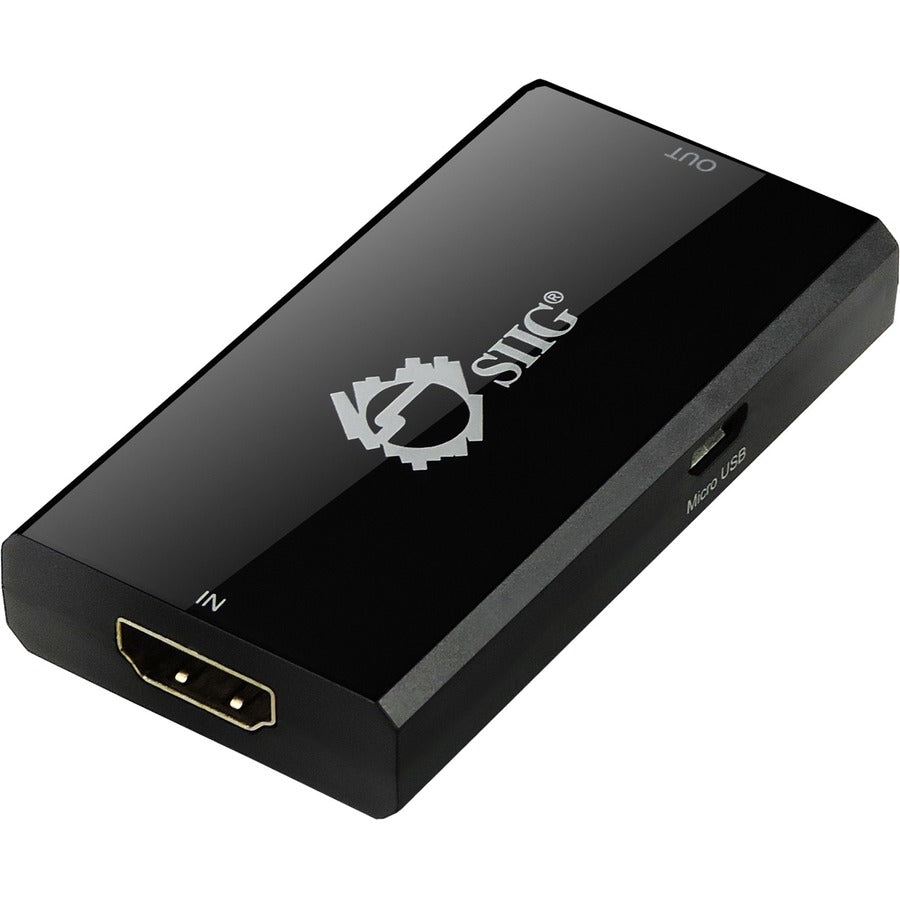 SIIG HDMI 2.0 Repeater - 4Kx2K 60Hz - 3840 × 2160 - 98.43 ft Maximum Operating Distance - 1 x HDMI In - 1 x HDMI Out - USB - ABS Plastic - CE-H22J14-S1