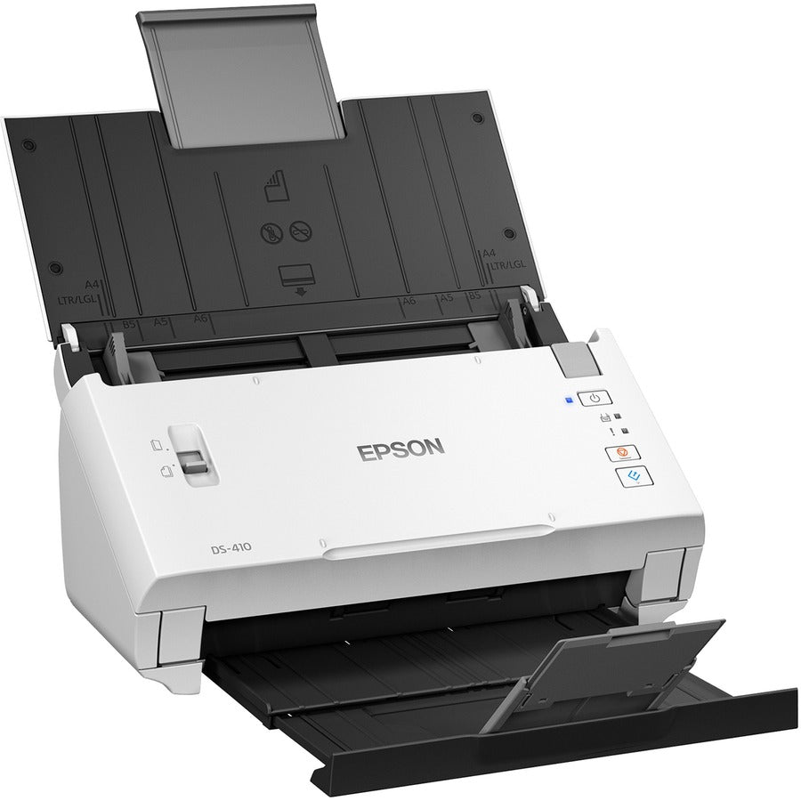 Epson DS-410 Sheetfed Scanner - 600 dpi Optical - 48-bit Color - 16-bit Grayscale - 26 ppm (Mono) - 26 ppm (Color) - Duplex Scanning - USB - B11B249201