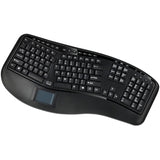 Adesso 2.4GHz Wireless Ergonomic Touchpad Keyboard - Wireless Connectivity - RF - 30 ft - 2.40 GHz - USB Interface - 105 Key Previous Track, Next Track, Play/Pause, Volume Up, Volume Down, Mute, Forwa - WKB-4500UB