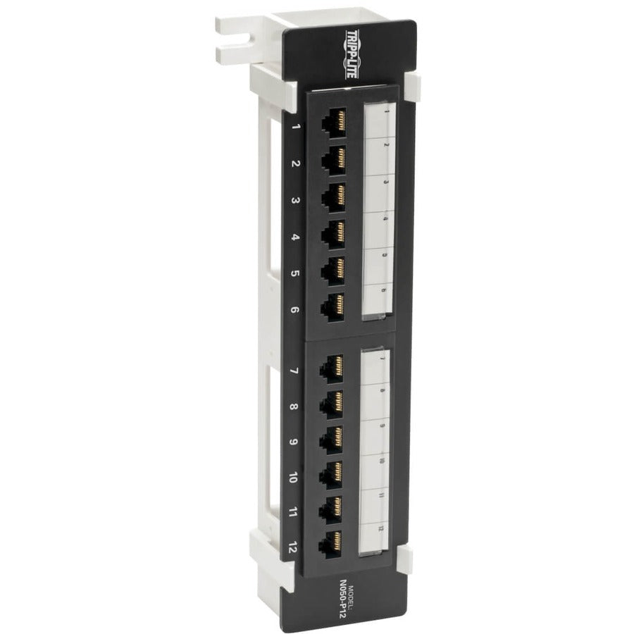 Tripp Lite Cat5 / Cat5e Wall-Mount PoE Patch Panel 12-Port 110 568A/B RJ45 - 12 Port(s) - 12 x RJ-45 - Black - Wall Mountable - TAA Compliant - N050-P12