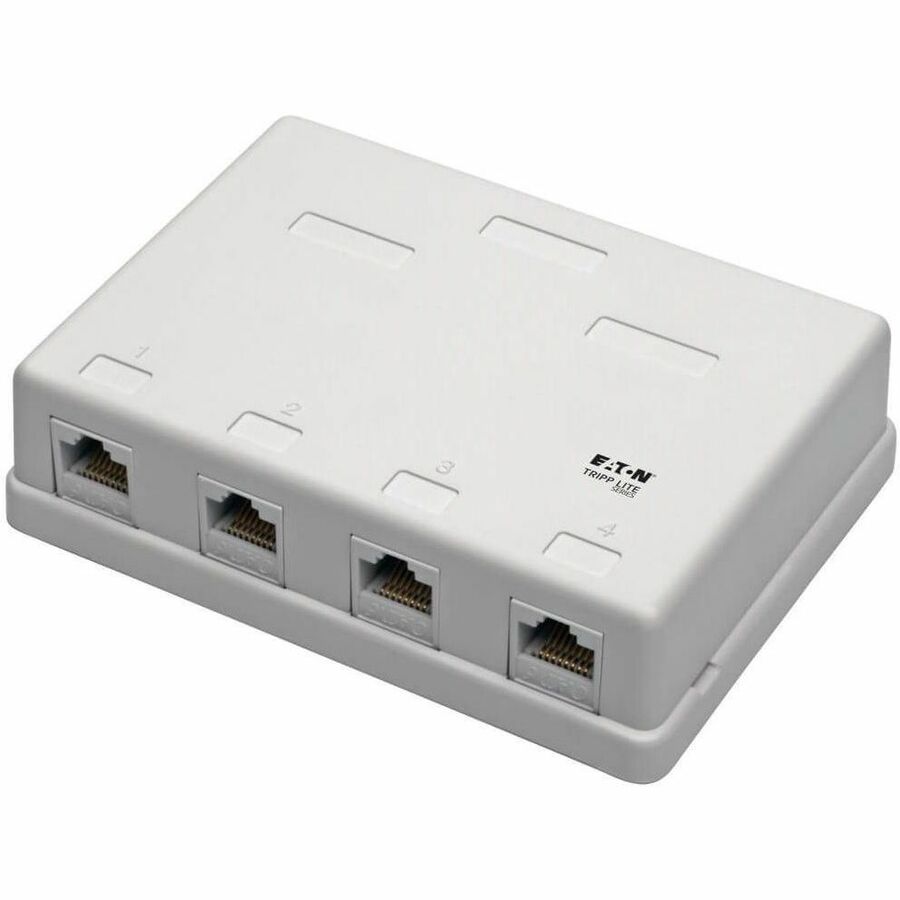 Tripp Lite Cat6 Surface-Mount Box 4-Port Unshielded 110 IDC Punchdown RJ45 - White - Acrylonitrile Butadiene Styrene (ABS) - 4 x RJ-45 Port(s) - N236-004-WH