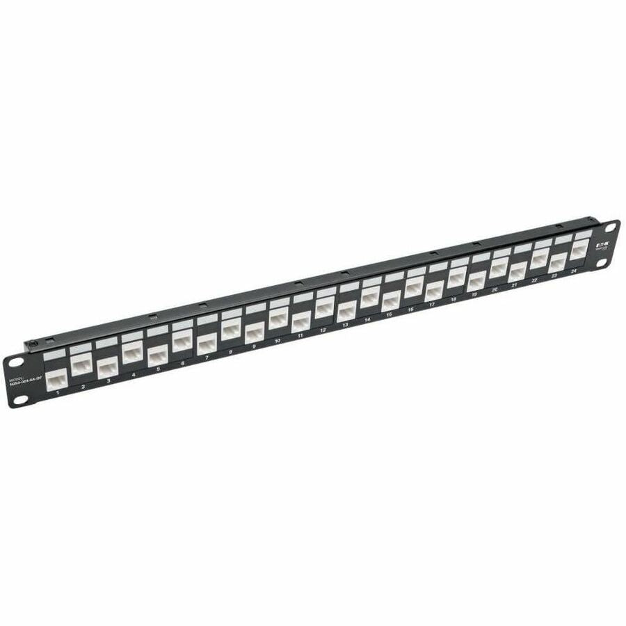 Tripp Lite 24-Port Cat6a Cat6 Cat5e Feed-Through Patch Panel Offset RJ45 1U - 24 Port(s) - 24 x RJ-45 - 1U High - 19" Wide - Rack-mountable - N254-024-6A-OF