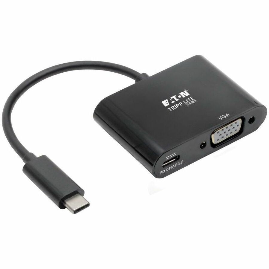 Tripp Lite USB C to VGA Adapter Converter w/ PD Charging 1080p Black USB Type C to VGA - 1 x VGA - Mac, PC, Chrome OS - U444-06N-VB-C