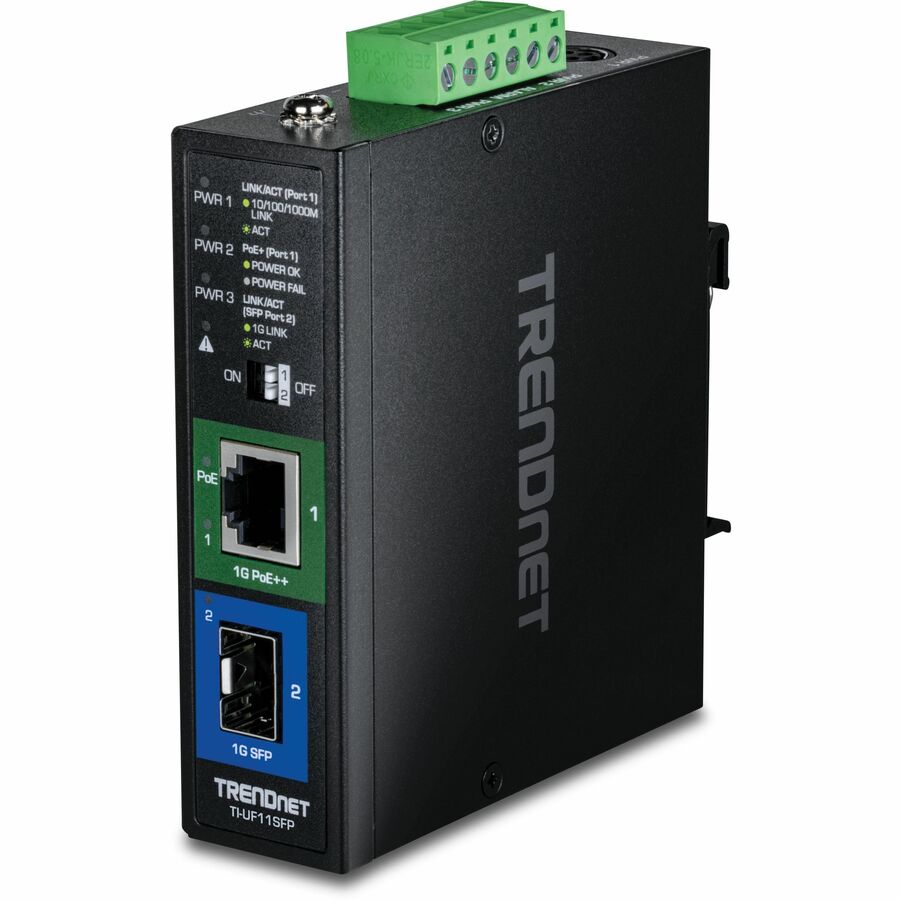TRENDnet Hardened Industrial SFP to Gigabit UPoE Media Converter; IP30 Rated Housing; Includes DIN-rail & Wall Mounts; Operating Temp. -40 to 75 ?C (-40 to 167 ?F); TI-UF11SFP - TRENDnet Industrial SF...  - TI-UF11SFP - eCommerce Business Prime