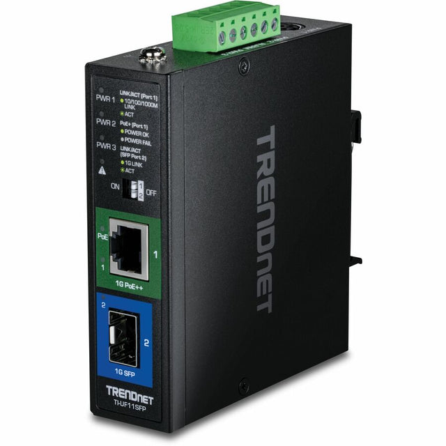 TRENDnet Hardened Industrial SFP to Gigabit UPoE Media Converter; IP30 Rated Housing; Includes DIN-rail & Wall Mounts; Operating Temp. -40 to 75 ?C (-40 to 167 ?F); TI-UF11SFP - TRENDnet Industrial SF...  - TI-UF11SFP - eCommerce Business Prime