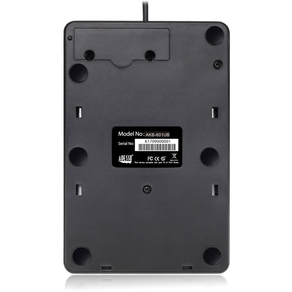 Adesso USB Spill Resistant 18-Key Numeric Keypad - Cable Connectivity - USB Interface - 18 Key - English (US) - Windows - Membrane Keyswitch - Black - AKB-601UB