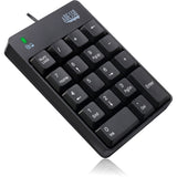 Adesso USB Spill Resistant 18-Key Numeric Keypad - Cable Connectivity - USB Interface - 18 Key - English (US) - Windows - Membrane Keyswitch - Black - AKB-601UB