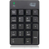 Adesso Wireless Spill Resistant 18-Key Numeric Keypad - Wireless Connectivity - RF - 30 ft - 2.40 GHz - USB Interface - 18 Key - English (US) - Computer - Windows - Membrane Keyswitch - AAA Battery Si - WKB-6010UB