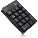 Adesso Wireless Spill Resistant 18-Key Numeric Keypad - Wireless Connectivity - RF - 30 ft - 2.40 GHz - USB Interface - 18 Key - English (US) - Computer - Windows - Membrane Keyswitch - AAA Battery Si - WKB-6010UB