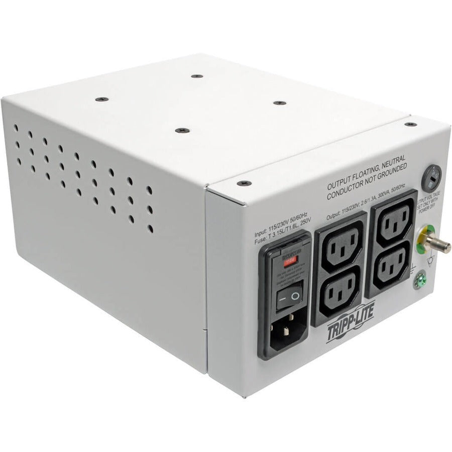 Tripp Lite Isolation Transformer Dual-Voltage 115/230V 300W Medical-Grade - 300 VA - 120 V AC, 230 V AC Input - 115 V AC, 230 V AC Output - IS300HGDV