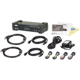 ATEN 2-Port USB 3.0 4K DisplayPort MST KVMP Switch (Cables Included)-TAA Compliant - 2 Computer(s) - 1 Local User(s) - 4096 x 2160 - 6 x USB - 1 x HDMI - Desktop - 3 x DisplayPort - CS1922M