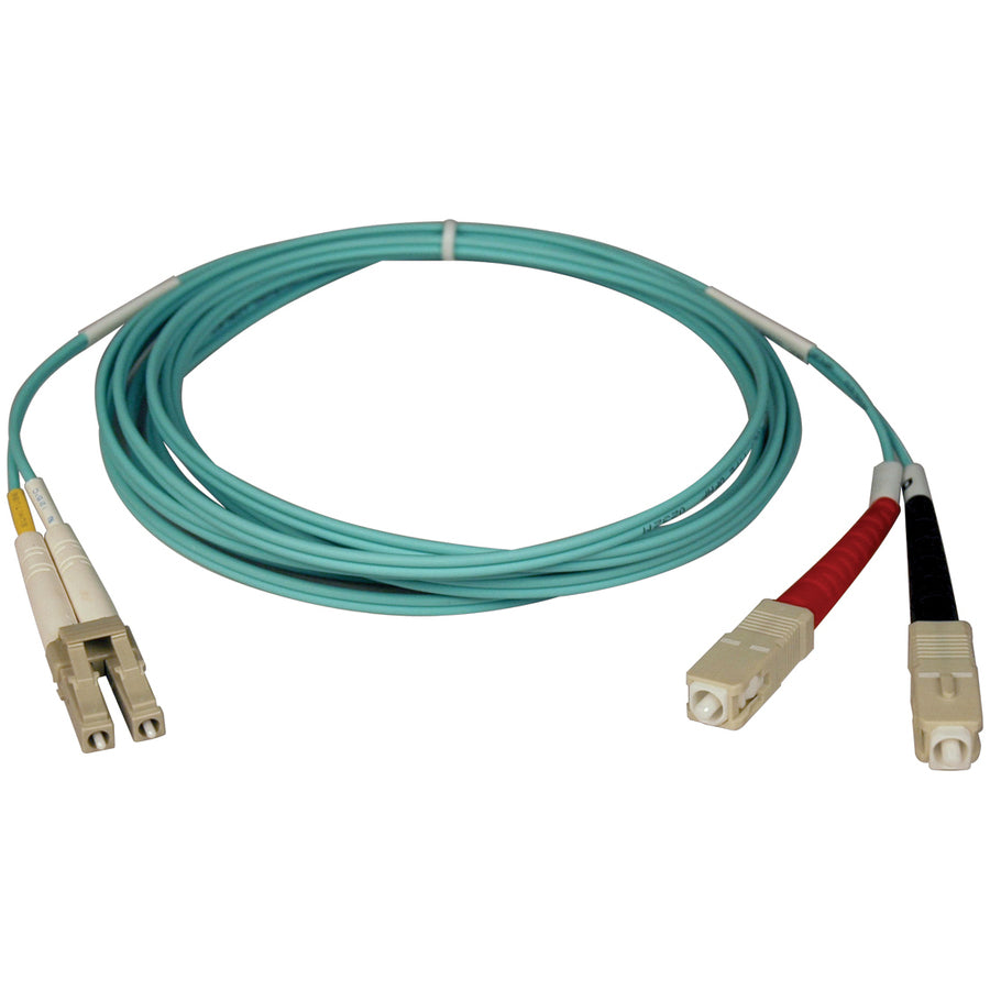 Tripp Lite 10M 10Gb Duplex Multimode 50/125 OM3 LSZH Fiber Optic Patch Cable LC/SC Aqua 33' 33ft 10 Meter - SC Male - LC Male - 32.81ft - N816-10M