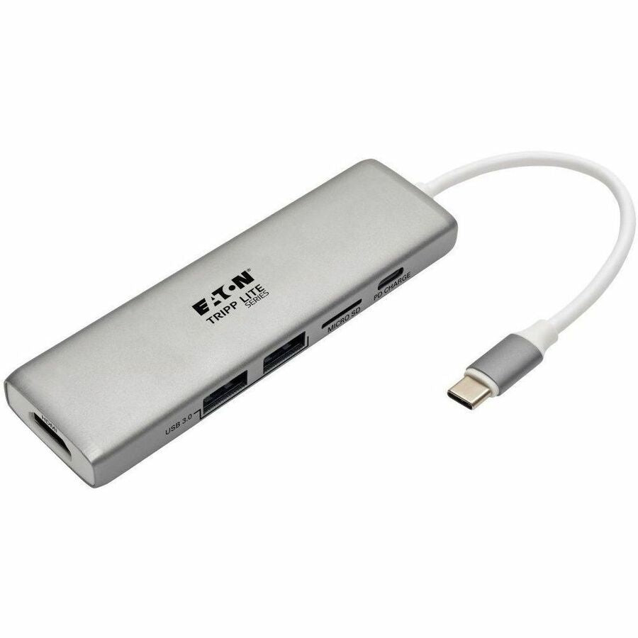 Tripp Lite USB C Docking Station 4k @ 30Hz w/USB Hub HDMI Micro SD Charging, USB Type C, USB-C, USB Type-C - for Notebook/Tablet/Smartphone - 60 W - USB Type C - 2 x USB Ports - HDMI - Thunderbolt - W - U442-DOCK10-S