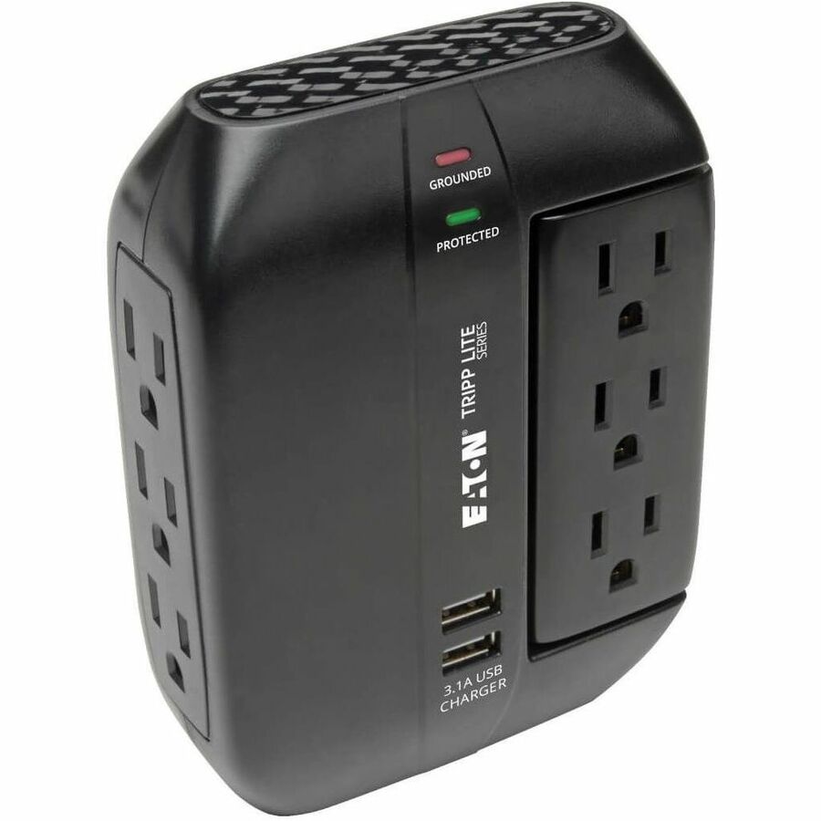 Tripp Lite Surge Protector Direct Plug-In 6 Outlet 3 Rotatable Outlets, 2 USB Charging Ports - 6 x NEMA 5-15R, 2 x USB - 1200 J - 120 V AC Input - SWIVEL6USB