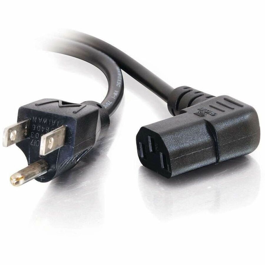 C2G Universal Power Cord - Right Angle - 18 AWG - NEMA 5-15P to IEC320C13R - 6ft 18 AWG Universal Right Angle Power Cord (NEMA 5-15P to IEC320C13R) (TAA Compliant) - 03152