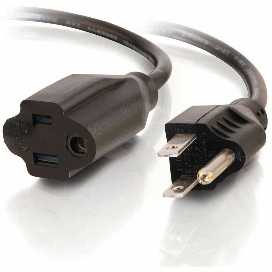 C2G 3ft Power Extension Cord - 18 AWG - NEMA 5-15P to NEMA 5-15R - 3ft 18 AWG Outlet Saver Power Extension Cord (NEMA 5-15P to NEMA 5-15R) (TAA Compliant) - 03114