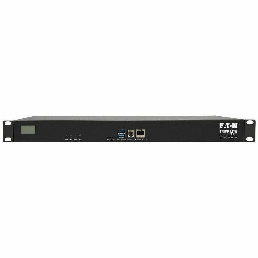 Tripp Lite Serial Console Server 16-Port 2 USB Ports Dual GbE 16Gb Flash 1U - Twisted Pair - 2 x Network (RJ-45) - 2 x USB - 16 x Serial Port - 10/100/1000Base-T - Gigabit Ethernet - Wireless LAN - De...  - B098-016