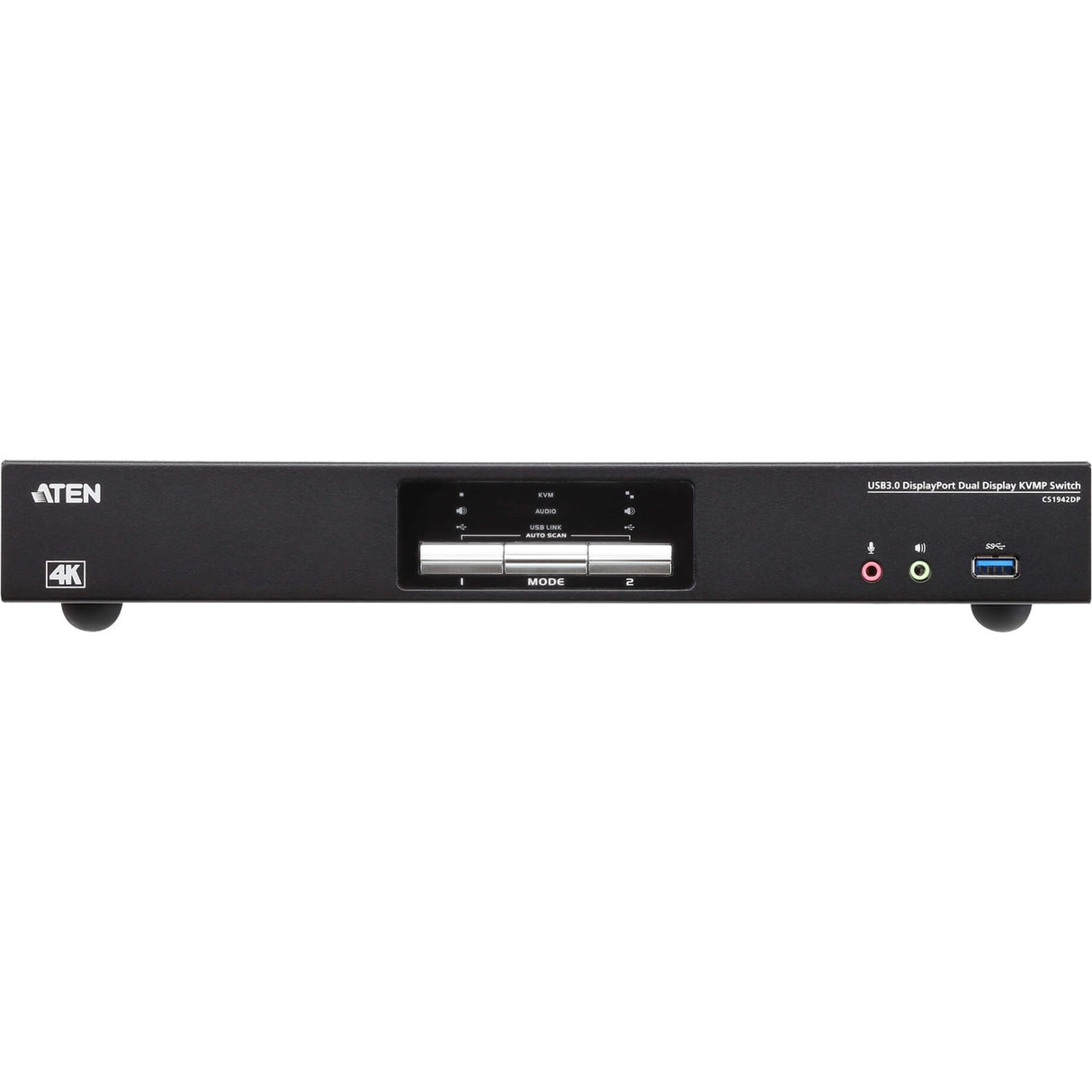 ATEN 2-Port USB 3.0 4K DisplayPort Dual Display KVMP Switch-TAA Compliant - 2 Computer(s) - 1 Local User(s) - 4096 x 2160 - 1 x Network (RJ-45) - 6 x USB - Rack-mountable - 6 x DisplayPort - CS1942DP