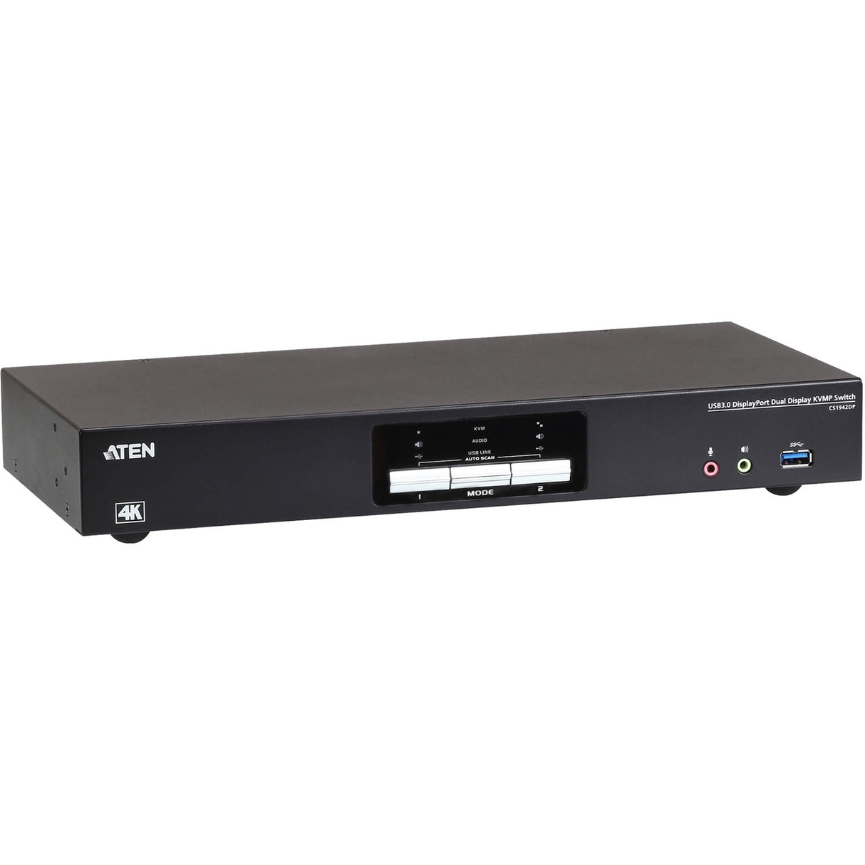 ATEN 2-Port USB 3.0 4K DisplayPort Dual Display KVMP Switch-TAA Compliant - 2 Computer(s) - 1 Local User(s) - 4096 x 2160 - 1 x Network (RJ-45) - 6 x USB - Rack-mountable - 6 x DisplayPort - CS1942DP