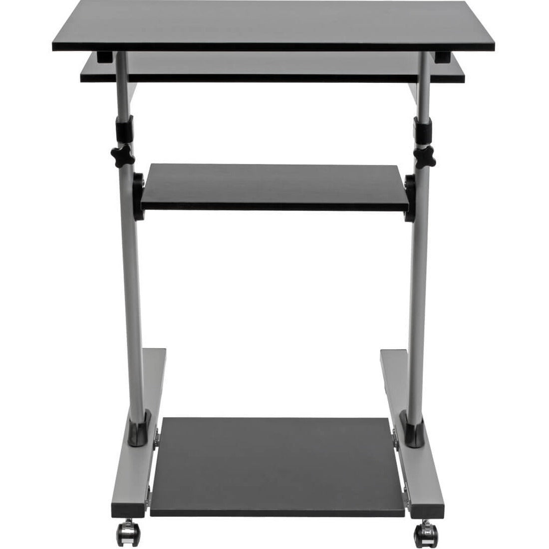 Tripp Lite Rolling Standing Desk/Workstation on Wheels, Height Adjustable, Mobile - 132.28 lb Load Capacity - 4 x Shelf(ves) - Floor - Medium Density Fiberboard (MDF), Steel - Black - WWSSRC