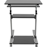 Tripp Lite Rolling Standing Desk/Workstation on Wheels, Height Adjustable, Mobile - 132.28 lb Load Capacity - 4 x Shelf(ves) - Floor - Medium Density Fiberboard (MDF), Steel - Black - WWSSRC