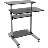 Tripp Lite Rolling Standing Desk/Workstation on Wheels, Height Adjustable, Mobile - 132.28 lb Load Capacity - 4 x Shelf(ves) - Floor - Medium Density Fiberboard (MDF), Steel - Black - WWSSRC