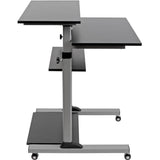 Tripp Lite Rolling Standing Desk/Workstation on Wheels, Height Adjustable, Mobile - 132.28 lb Load Capacity - 4 x Shelf(ves) - Floor - Medium Density Fiberboard (MDF), Steel - Black - WWSSRC