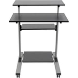 Tripp Lite Rolling Standing Desk/Workstation on Wheels, Height Adjustable, Mobile - 132.28 lb Load Capacity - 4 x Shelf(ves) - Floor - Medium Density Fiberboard (MDF), Steel - Black - WWSSRC